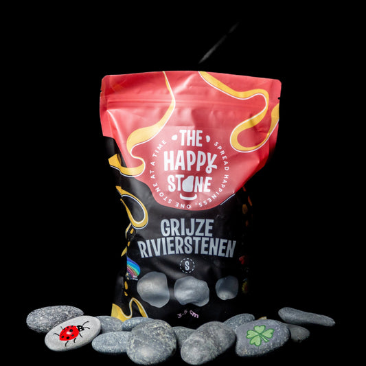 15/20 Stuks Grijze Schilderstenen 3-5 cm 1,5 KG Happy Stones + QR Codes voor de App